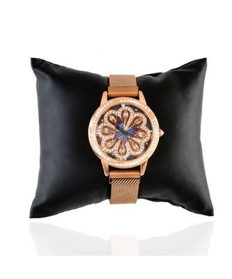 Rose Gold Butterfly Design Gold Dail  Revolving Adjustable Magnetic Belt Watch 4