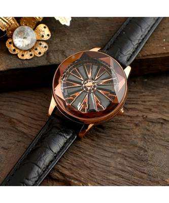 Black Wheel  Design Revolving Dail Watch 1
