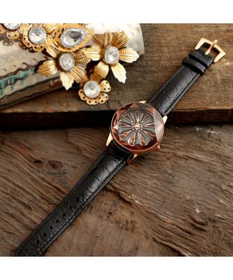 Black Wheel  Design Revolving Dail Watch 2