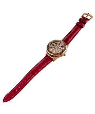 Maroon Wheel Design Revolving Dail Watch 3