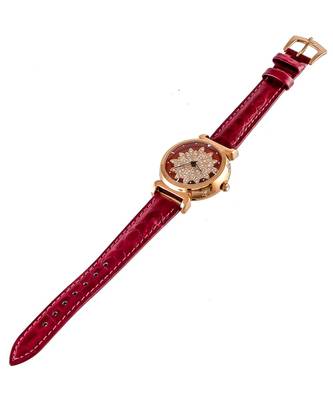 Magenta Flower Design Classy Revolving Dail Watch 3