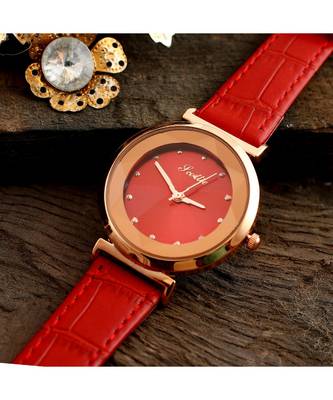 Orange Stylish Diamond Shape Glass Design Watch 1