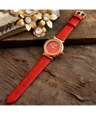 Orange Stylish Diamond Shape Glass Design Watch 2