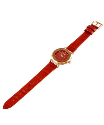 Orange Stylish Diamond Shape Glass Design Watch 3