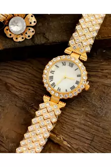 Golden  Smart Look Designer Full Of Diamond Party Watch