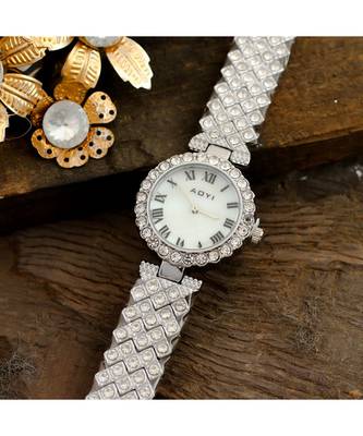 Silver Smart Look Designer Full Of Diamond Party Watch 2