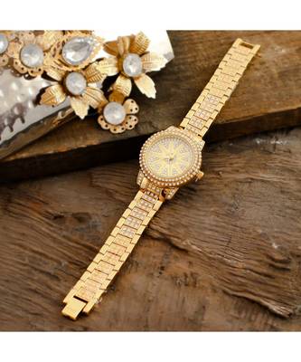 Golden Classy Diamond Designer Party Watch 1
