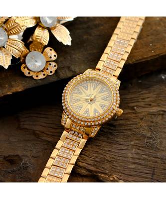 Golden Classy Diamond Designer Party Watch 2