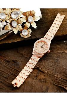 Rose Gold Smart Look Designer Full Of Diamond Watch