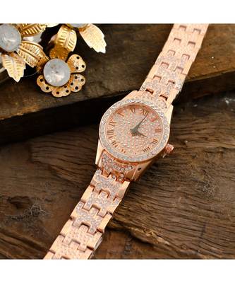 Rose Gold Smart Look Designer Full Of Diamond Watch 2