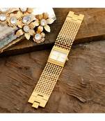 Golden Broad Belt Stylish Party Watch