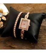 Rose Gold Large Belt Braclet Look Designer Watch