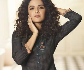 Grey Embroidered Rayon Ethnic Kurtis 3