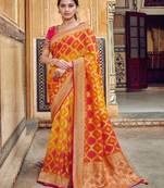 Orange woven silk saree with blouse