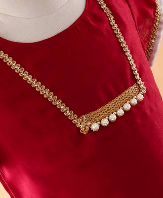 Maroon printed cotton silk kids-pavadai-set 4