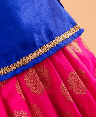 Blue printed art silk kids-pavadai-set 3