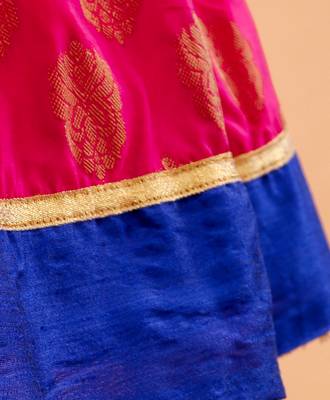 Blue printed art silk kids-pavadai-set 5