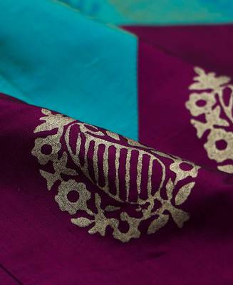Pink Printed Kanchipuram Silk Kids Pavadai Set 4