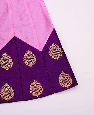 Purple Printed Kanchipuram Silk Kids Pavadai Set 5