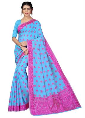 Women'S Designer  Banarasi Cotton Saree With Designer Blouse 1
