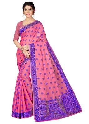 Women'S Designer  Banarasi Cotton Saree With Designer Blouse 1