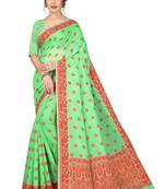 Women'S Designer  Banarasi Cotton Saree With Designer Blouse