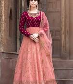 Pink embroidered georgette salwar