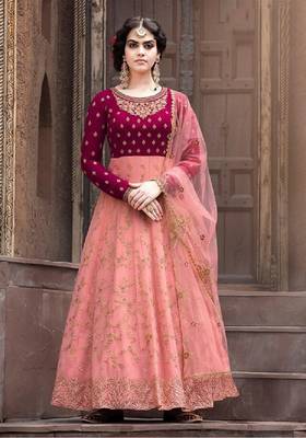 Pink embroidered georgette salwar 2