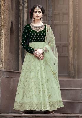 Green embroidered georgette salwar 1