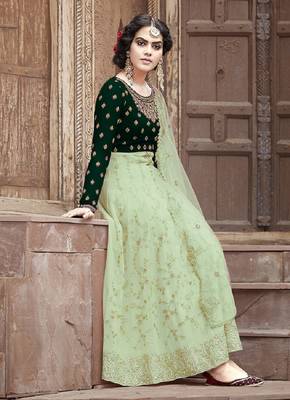 Green embroidered georgette salwar 2