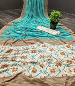 Sky blue printed georgette saree with blouse