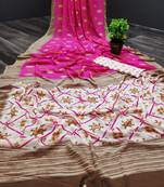 Pink printed georgette saree with blouse