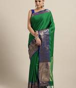 Green woven kanchipuram silk saree with blouse