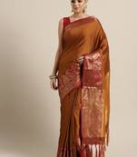 Orange woven kanchipuram silk saree with blouse