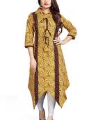 Ashda Yellow Collar Neck Designer Ethnic Ready To Wear Kurti