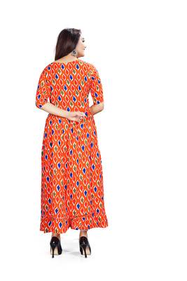 Orange Printed Designer Ethnic Bollywood Style Ready To Wear Kurti 2
