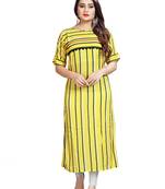 Yellow Striped Bollywood Style Indian Ethnic Designer Ready To Wear Kurti