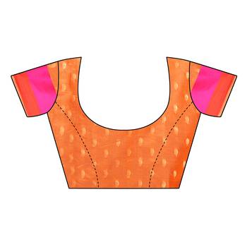 Orange woven cotton silk saree with blouse 5