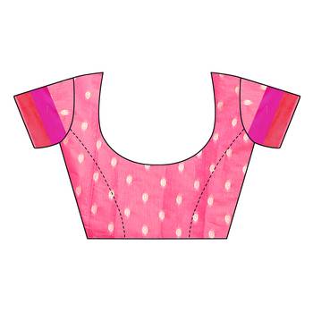 Pink woven cotton silk saree with blouse 5