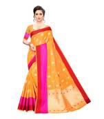 Yellow woven cotton silk saree with blouse