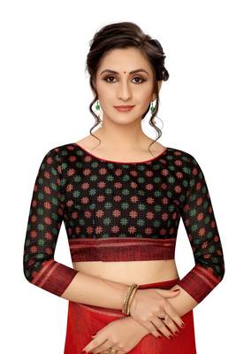 Women'S Designer  Linen Cotton Saree With Designer Blouse 3