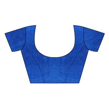 Blue printed khadi saree with blouse 5