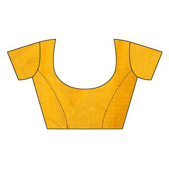 Yellow printed khadi saree with blouse 5