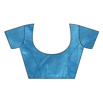 Blue printed khadi saree with blouse 5