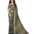 Women's Green & Beige Crepe Printed Saree With Blouse Piece