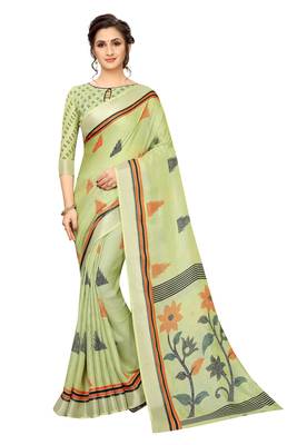 Women'S Designer  Linen Cotton Saree With Designer Blouse 1