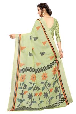 Women'S Designer  Linen Cotton Saree With Designer Blouse 2