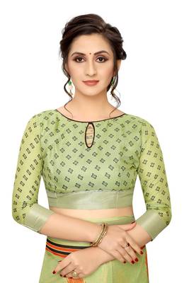 Women'S Designer  Linen Cotton Saree With Designer Blouse 3