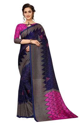 Women'S Designer  Linen Cotton Saree With Designer Blouse 1