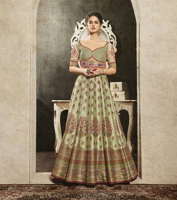 Green Embroidered Silk Semi Stitched Lehenga 2